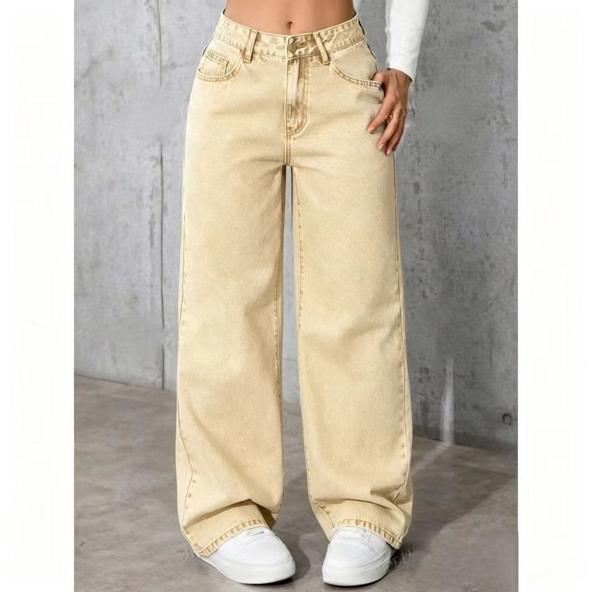 Womens High Waist Straight Leg Trousers