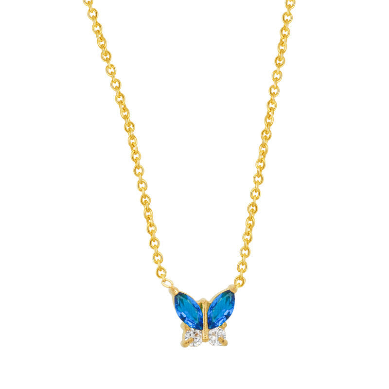 Butterfly Zircon Necklace Gold Plated Jewelry