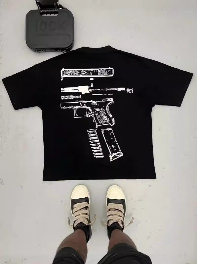 Men's Oversized Cotton T-Shirt with Bold Y2K Graphic Prints