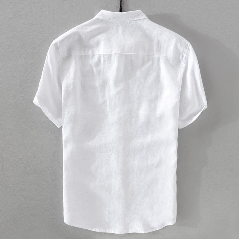 Pure Linen Casual Shirt - Lightweight Loose Fit Short Sleeve
