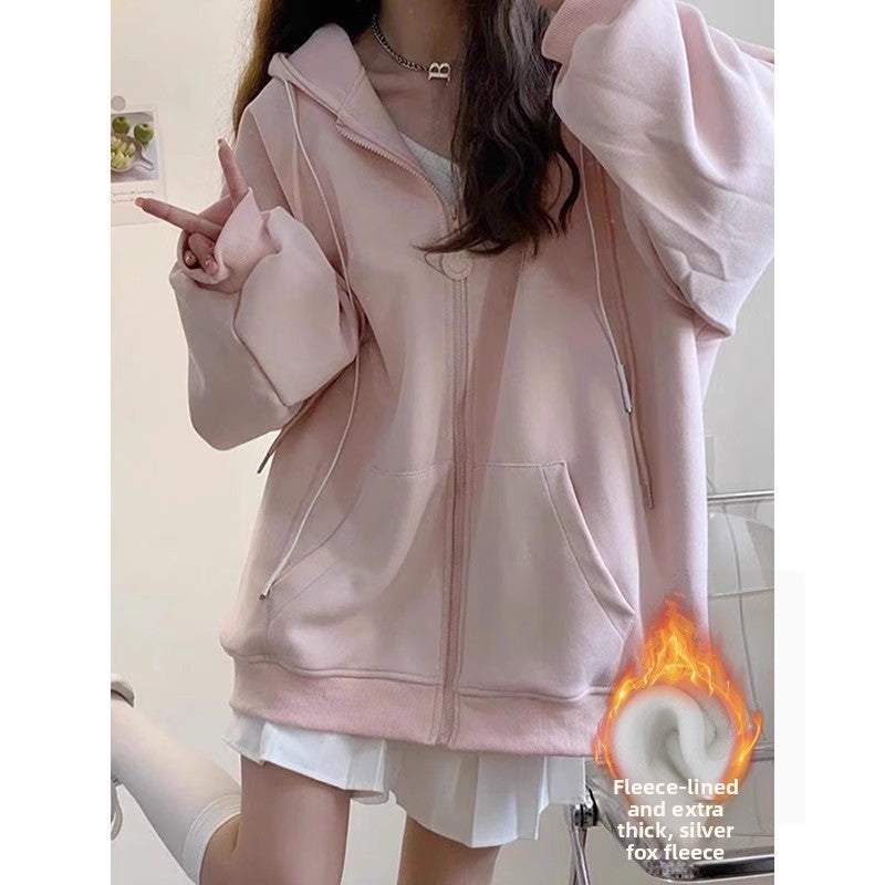 Womens Loose Fit Hooded Jacket