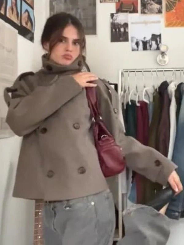 Womens Wool Blend Double Breasted Coat