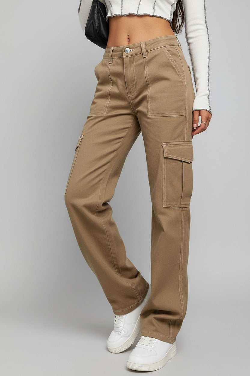 Straight Leg High Waist Denim Pants