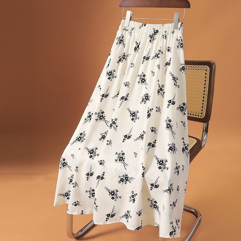 Floral Print Chiffon Midi Skirt