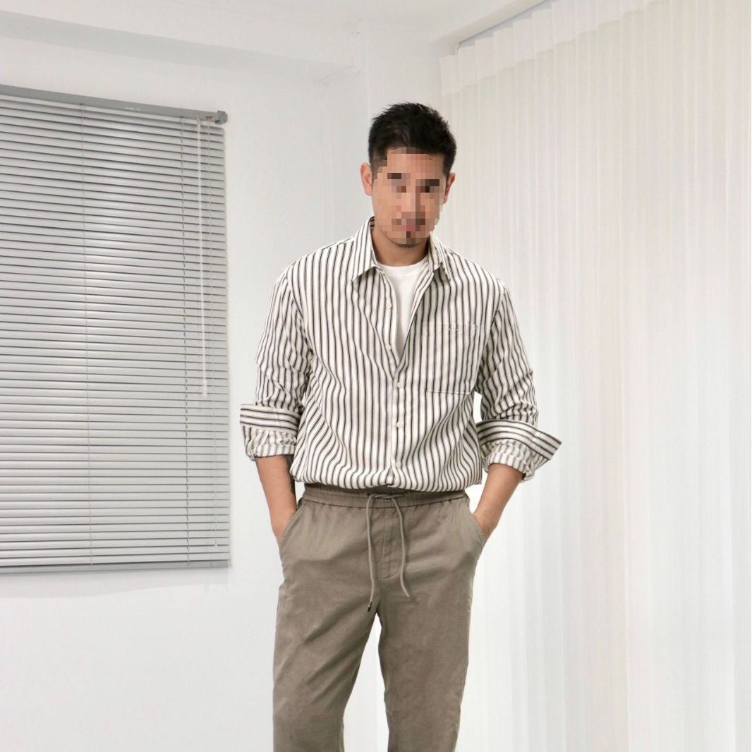 Mens Striped Long Sleeve Shirt - Comfortable Cotton Blend
