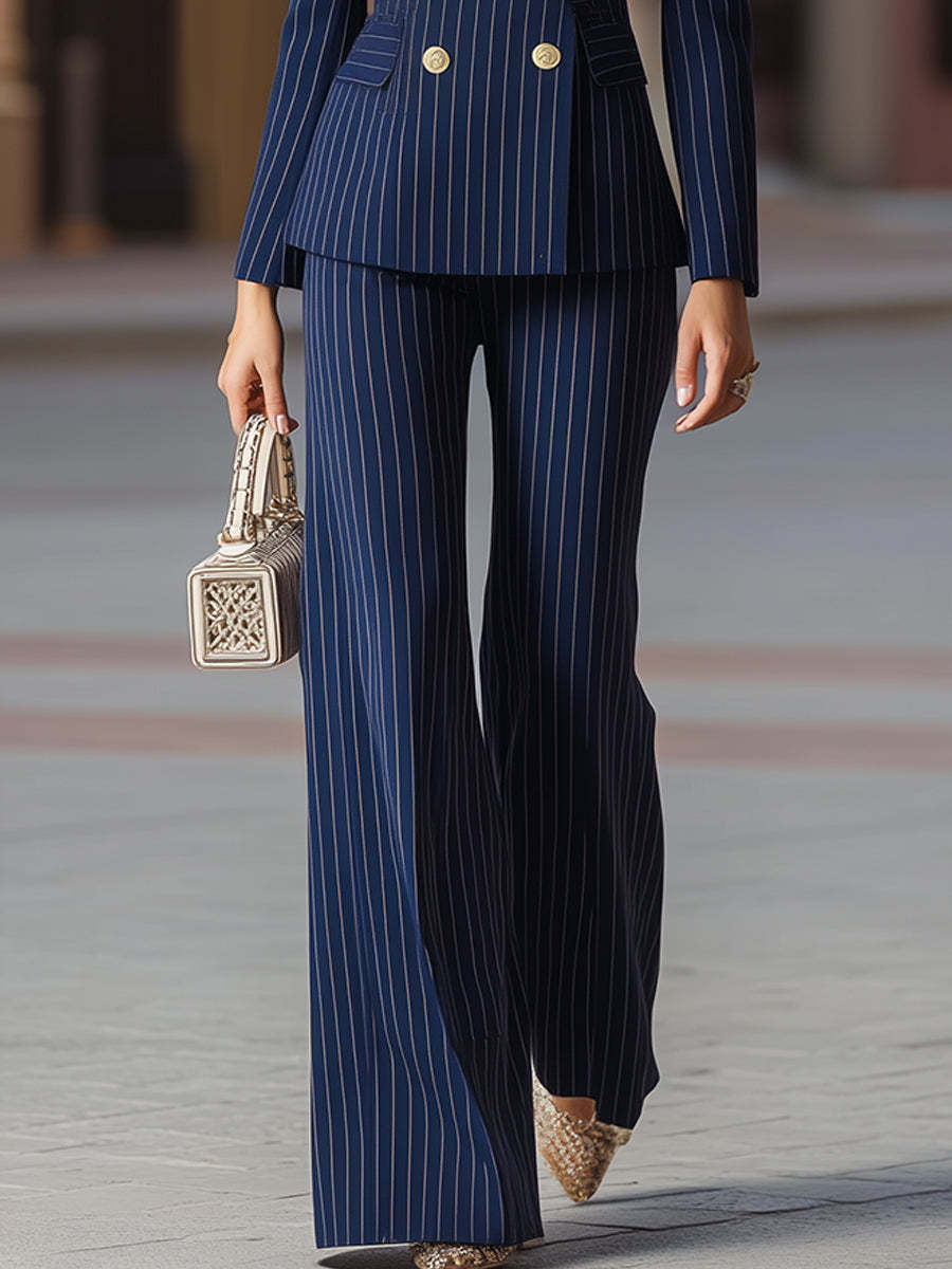 Slim Fit Color Block Long Sleeve Suit and Pants Set