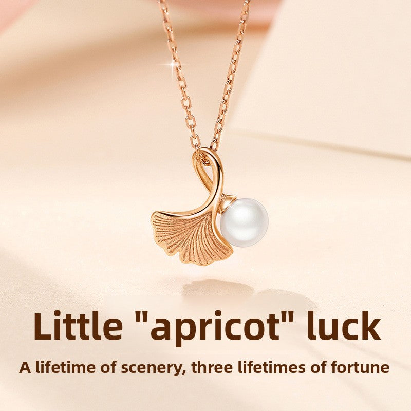 Elegant Ginkgo Leaf Pearl Necklace