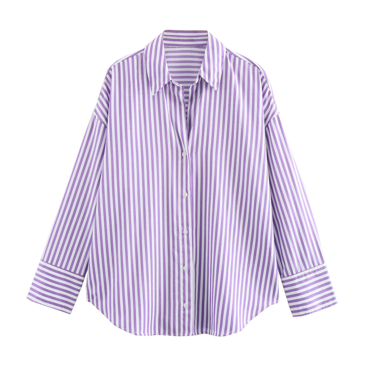 Striped Lapel Long Sleeve Shirt