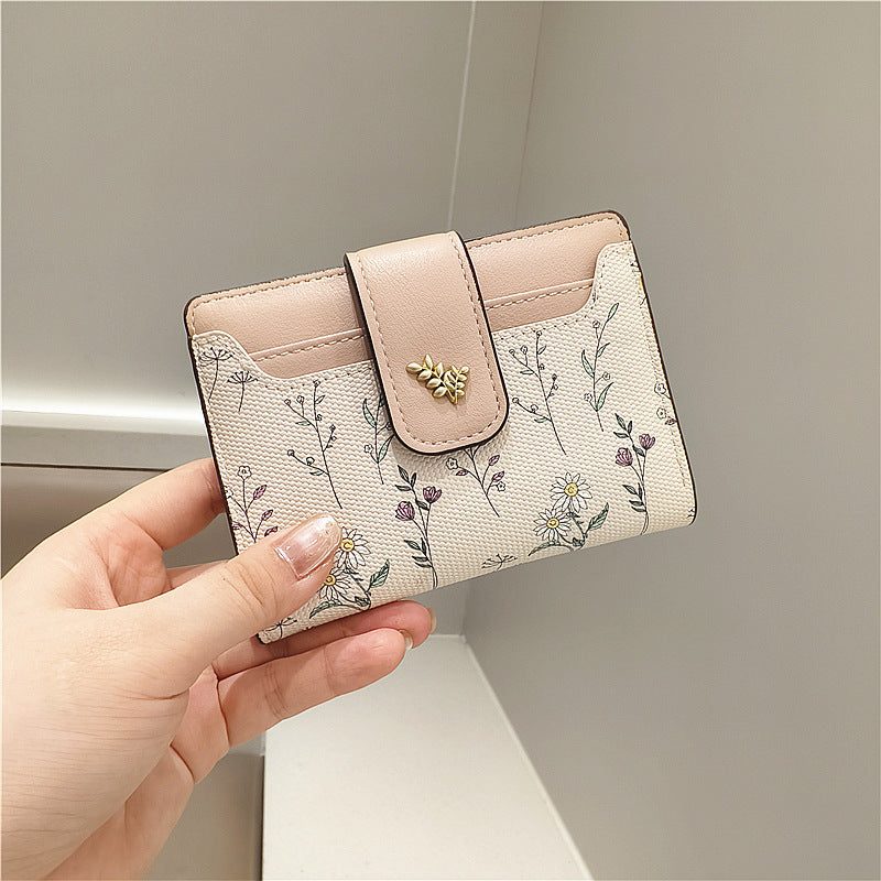 Floral Botanical Bi-Fold Wallet with Secure Buckle Closure