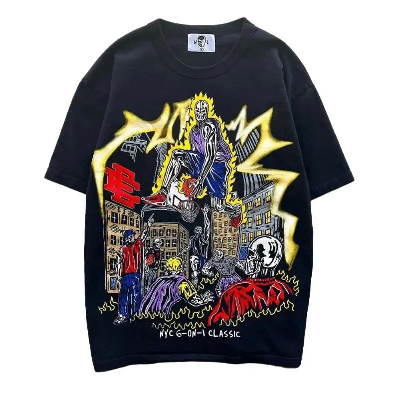 Cotton Loose Fit Cartoon T-Shirt - 100% Cotton, Moisture Wicking