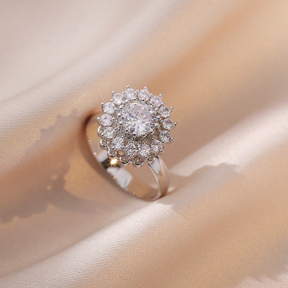 Adjustable Spinning Zircon Copper Ring