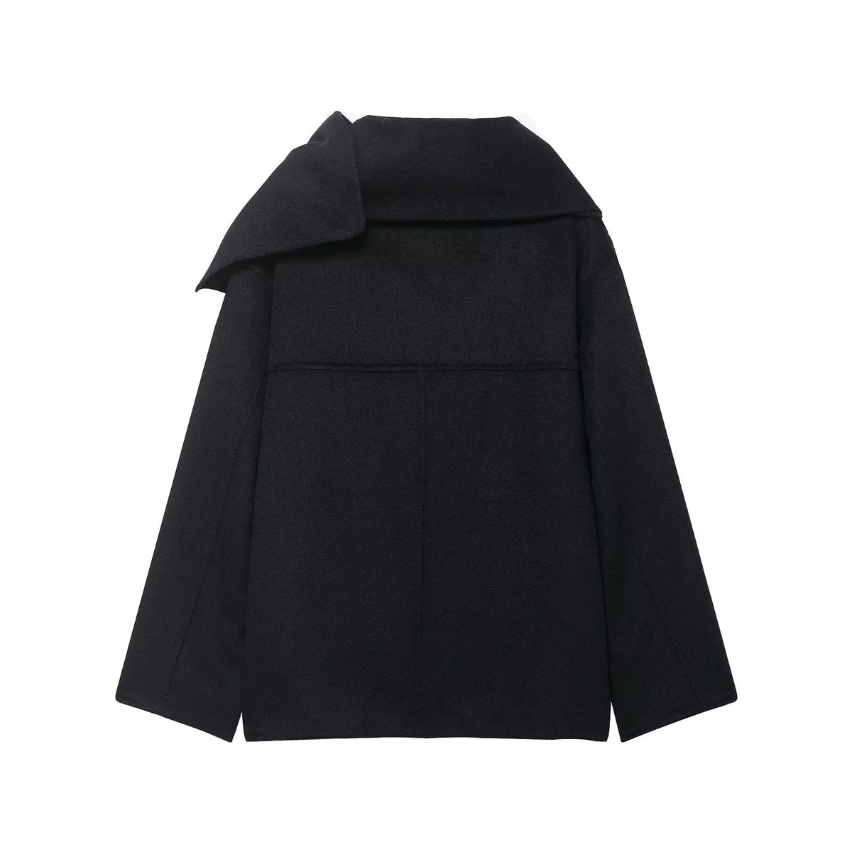 Wool Blend Scarf Collar Coat