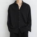 Loose Ice Silk Men's Long Sleeve Shirt in Black, White, Dark Gray