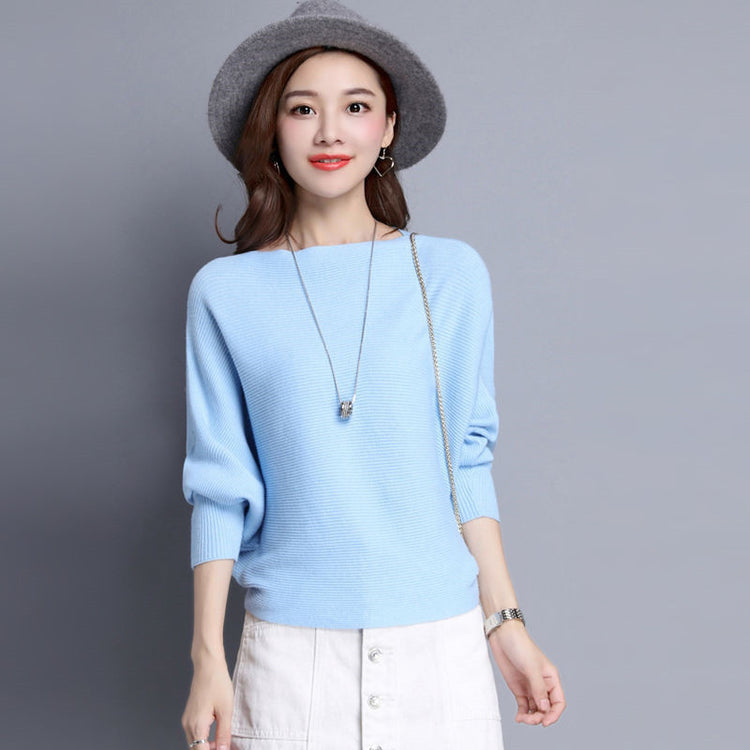 Solid Color Pullover Short Long Sleeve Knit Base Shirt