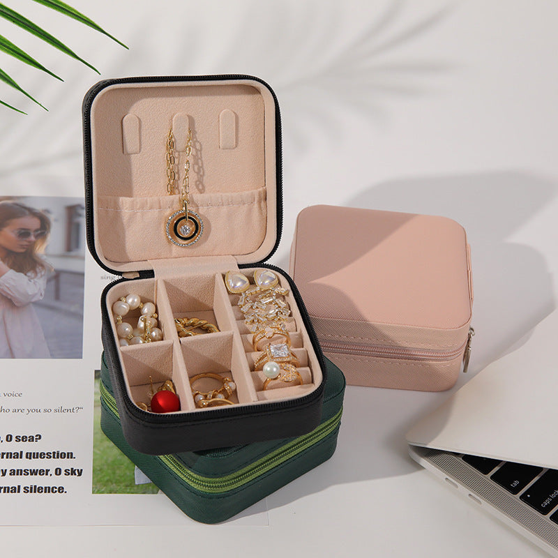Portable Leather Jewelry Storage Box