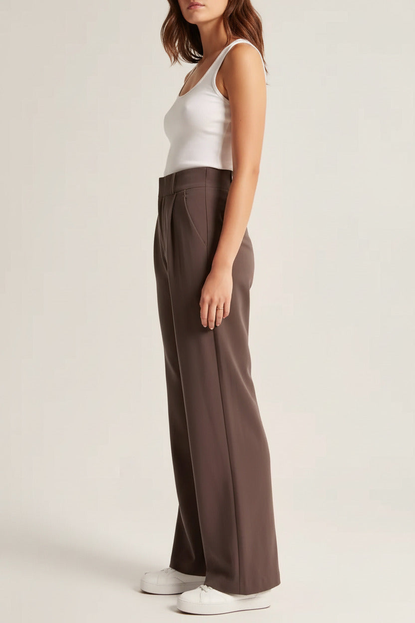 Womens High Waist Wide Leg Trousers