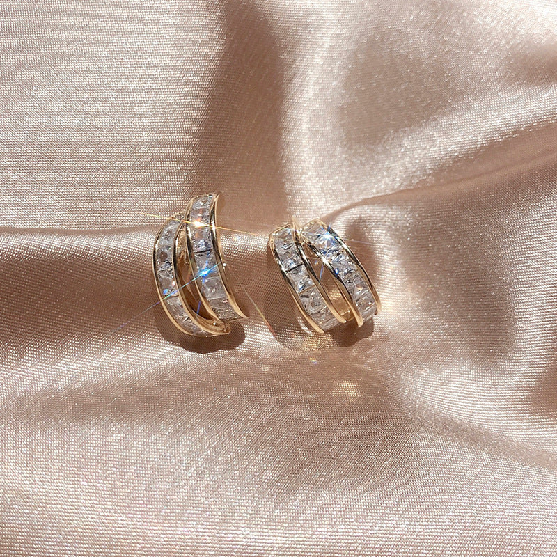 Lumineux Gold-Plated Zircon Stud Earrings