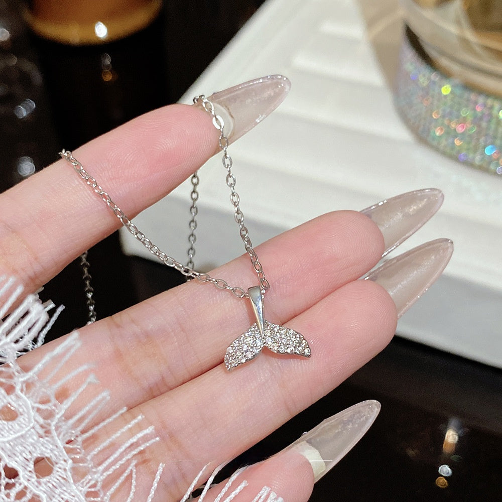 Titanium Steel Zircon Necklace with Geometric Pendant