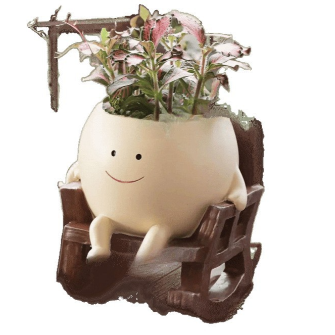 Creative Smiley Face Rocking Chair Flower Pot
