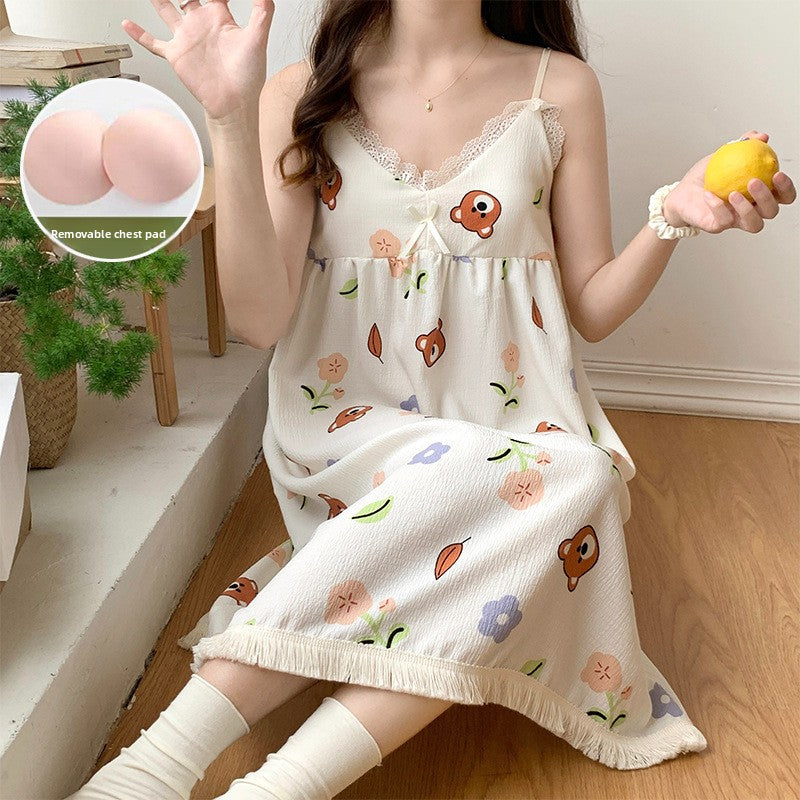 Women's Sling Strap Cotton Nightdress