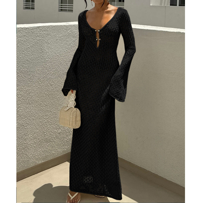 Sheer-textured long dress