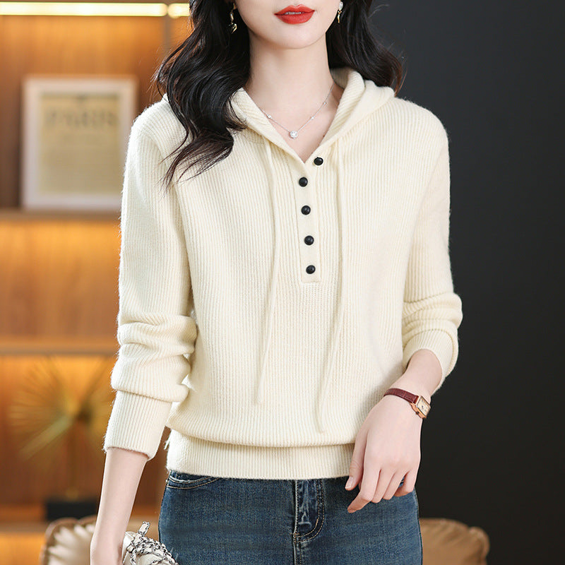Womens Hooded Knitted Sweater
