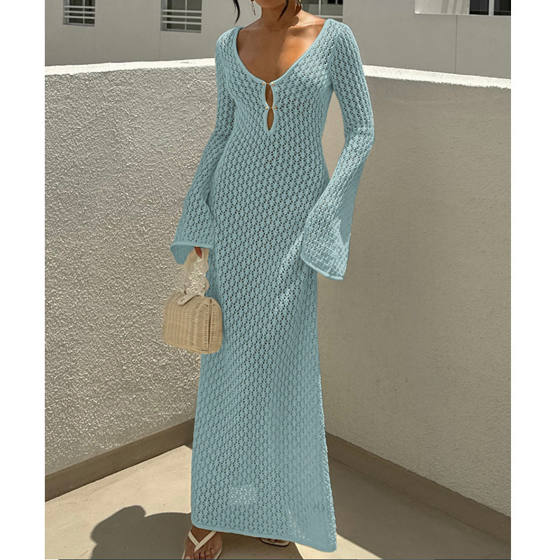 Sheer-textured long dress