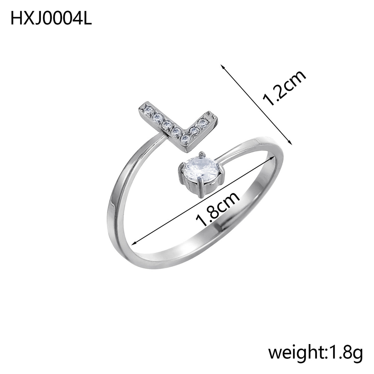 Letter Open Ring with Diamond Accents