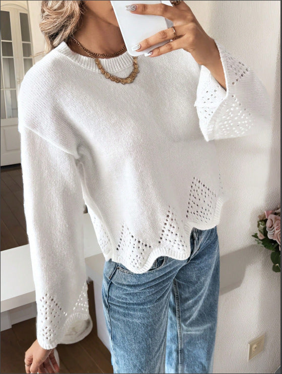 Sweater with Hollow Out Irregular Hem