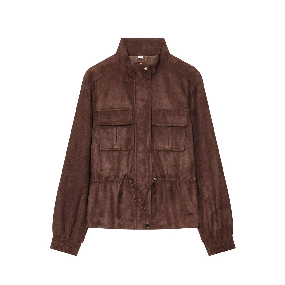 Womens Suede Effect Belted Jacket