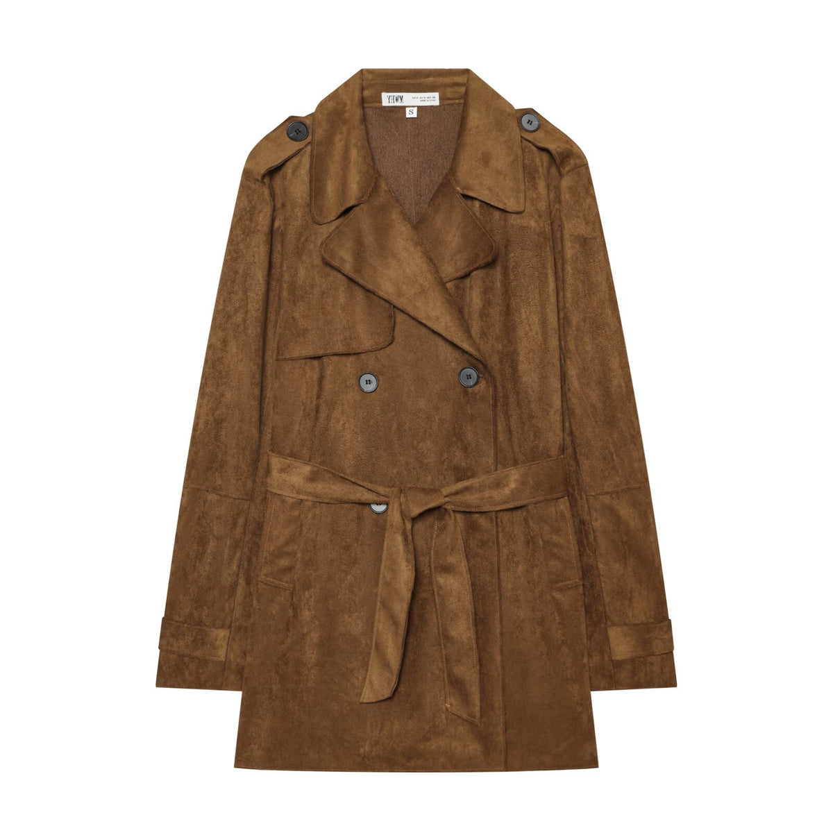 Womens Suede Effect Belted Jacket