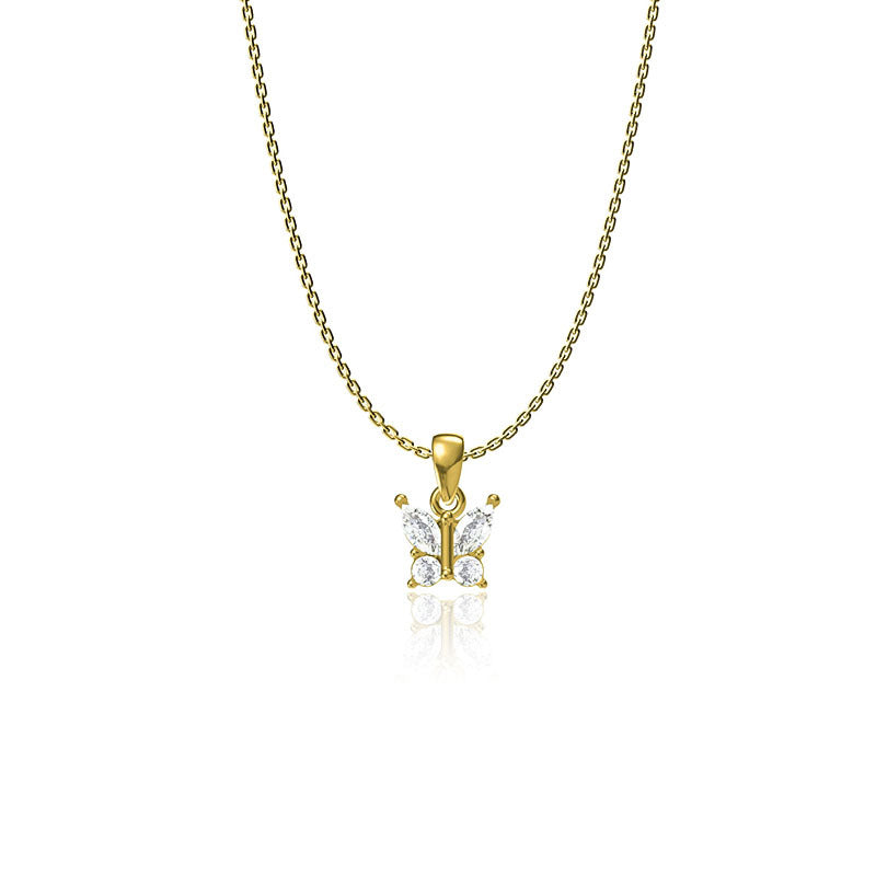 Butterfly Zircon Necklace Gold Plated Jewelry