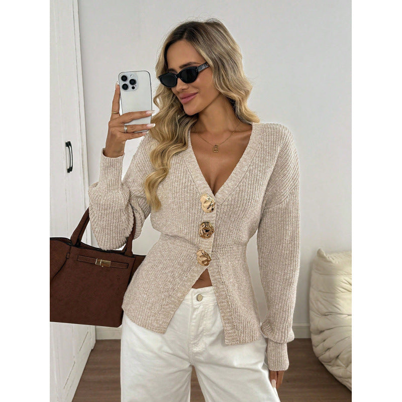 Minimalist Fashion V-Neck Buttoned Knit Cardigan