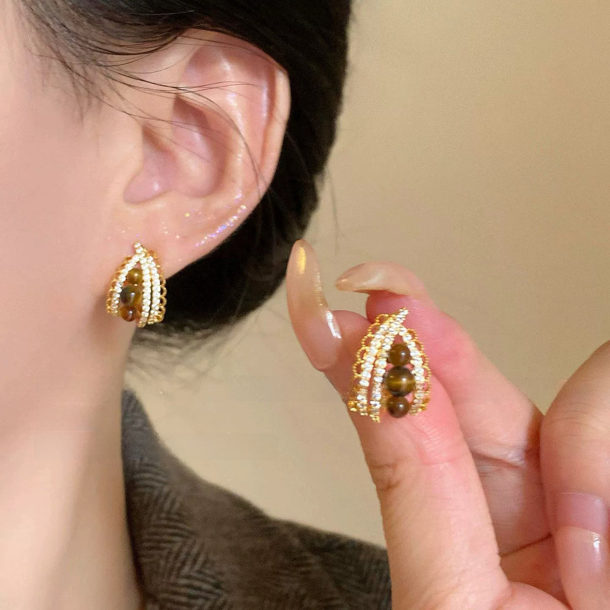 Pearl Geometric Earrings