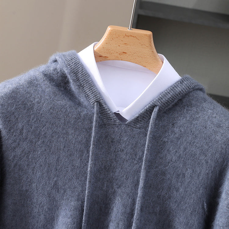 Mens Hooded Knit Sweater Casual Loose Fit