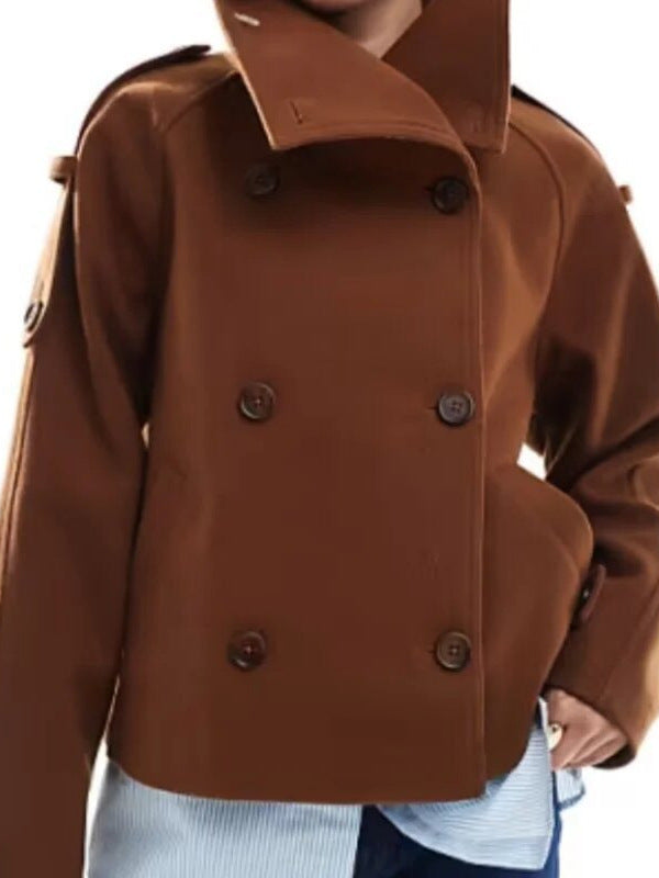 Womens Wool Blend Double Breasted Coat