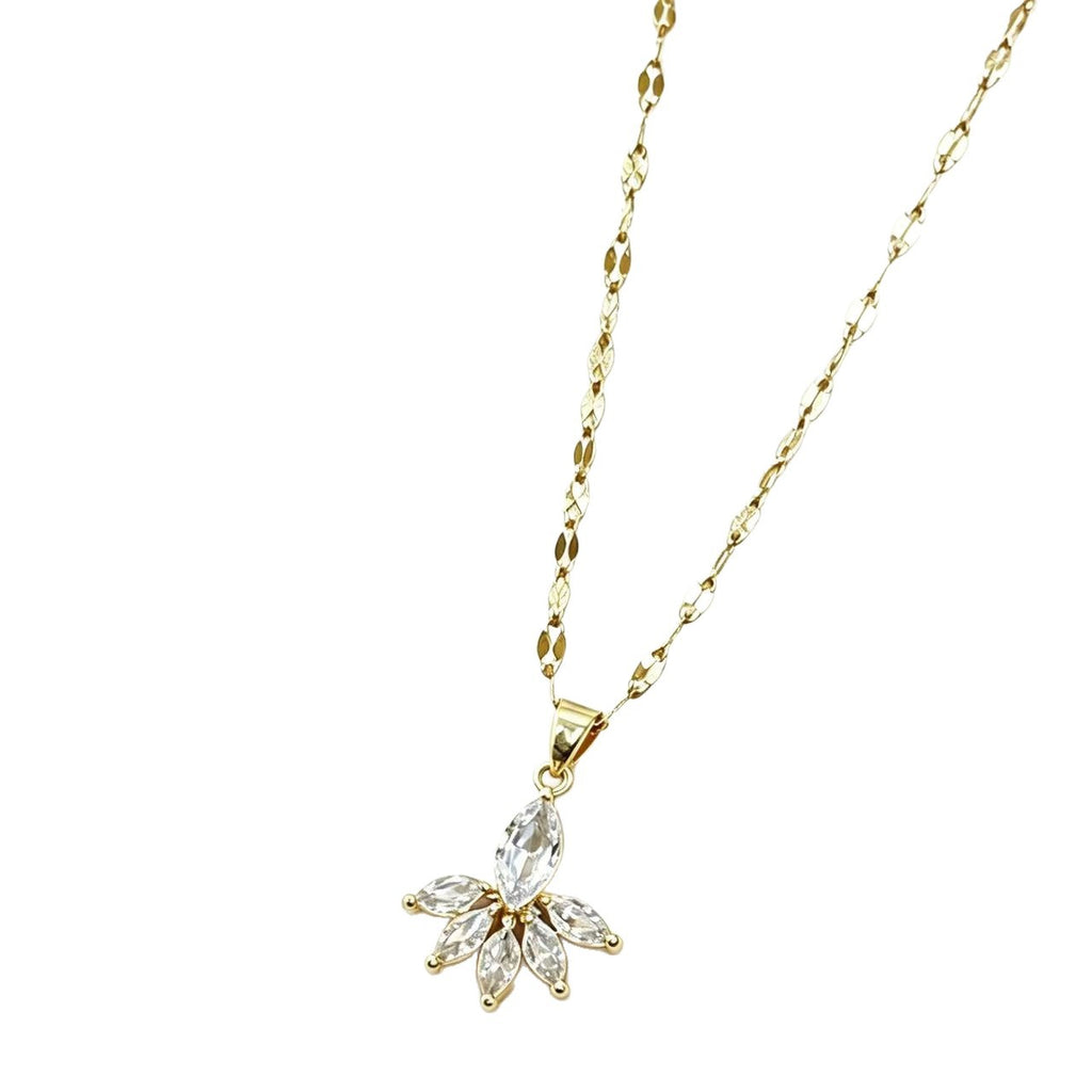 Flower Zircon Necklace Earrings Set