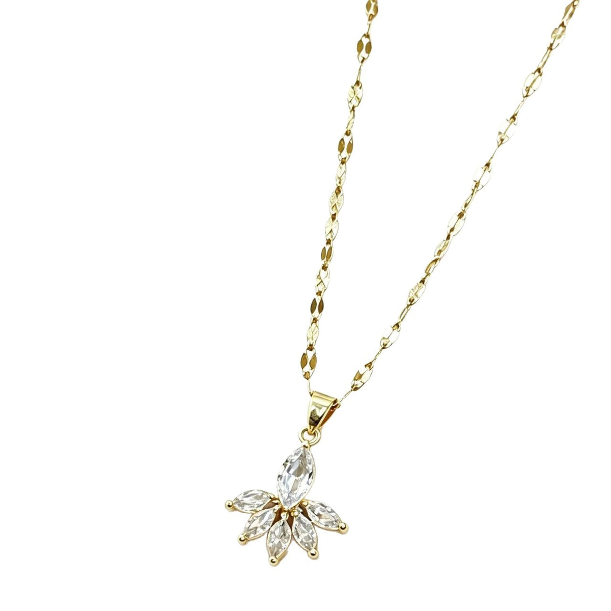 Flower Zircon Necklace Earrings Set