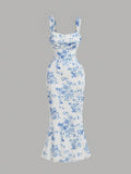 Blue and White Floral Dress