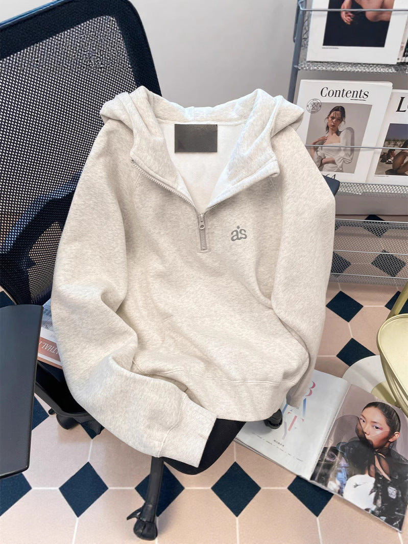 Half-Zip Fleece-Lined Hooded Sweatshirt