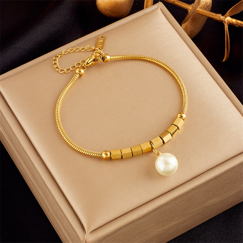Fashion Titanium Steel Butterfly Heart Pendant Bracelet