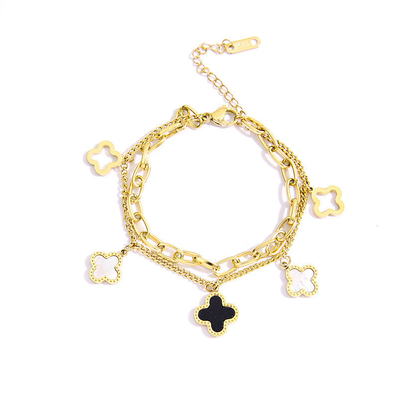 Four-leaf clover titanium steel bracelet