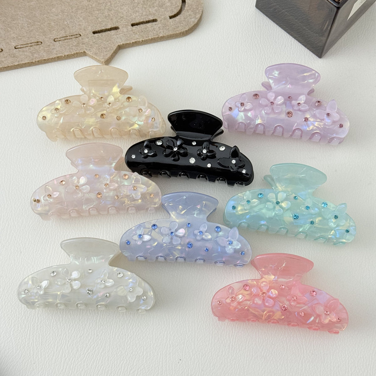 Elegant Diamond Flower Butterfly Hair Clip