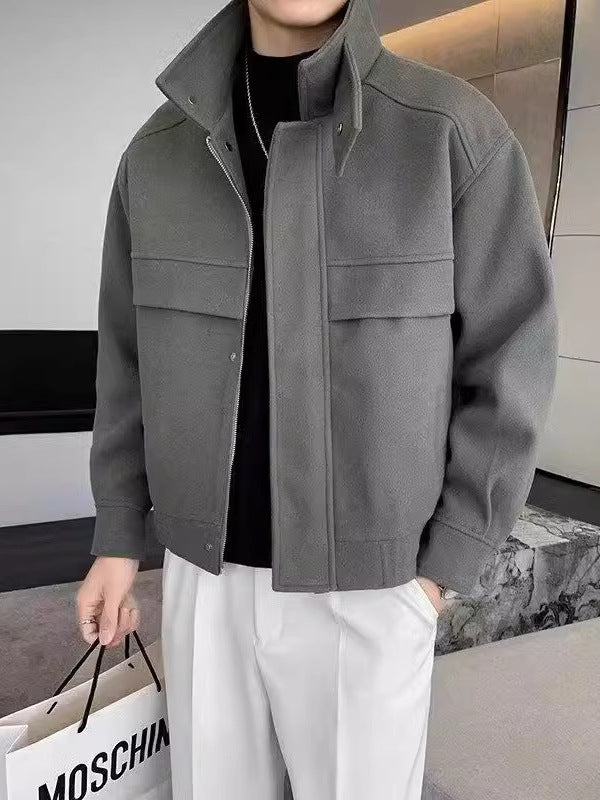 Mens Short Wool Blend Coat