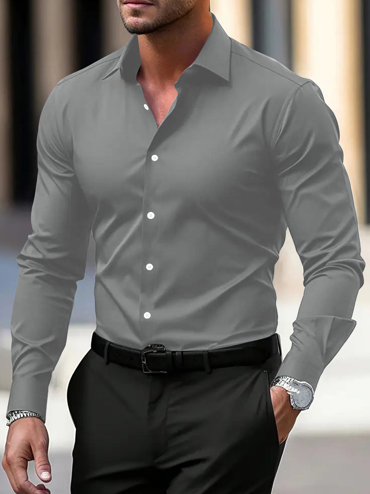 Men's Long Sleeve Cotton Blend Shirt