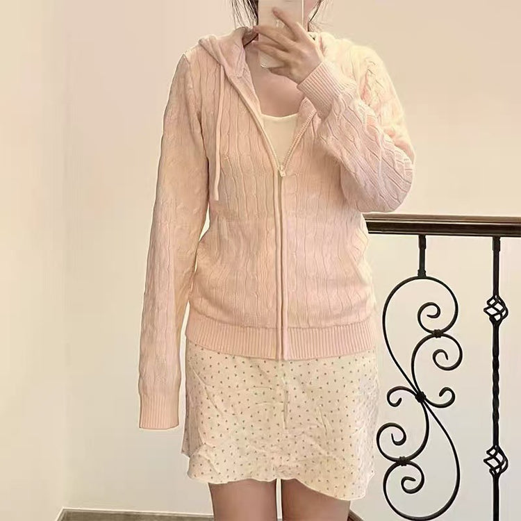Liora Cable Knit Zipper Hoodie