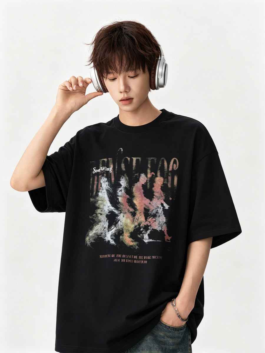 Short Sleeve Crew Neck T-Shirt with Printed Graphics