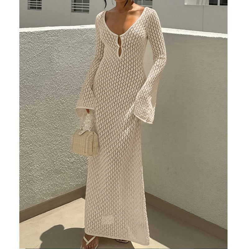 Sheer-textured long dress