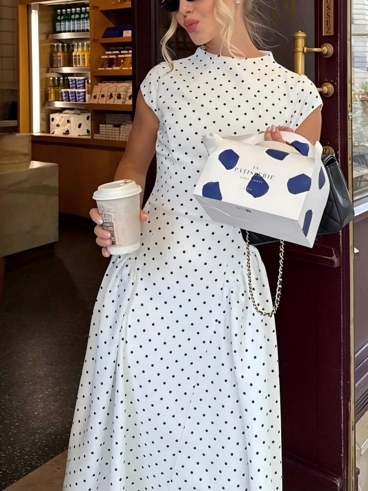 Retro Polka Dot Long Dress