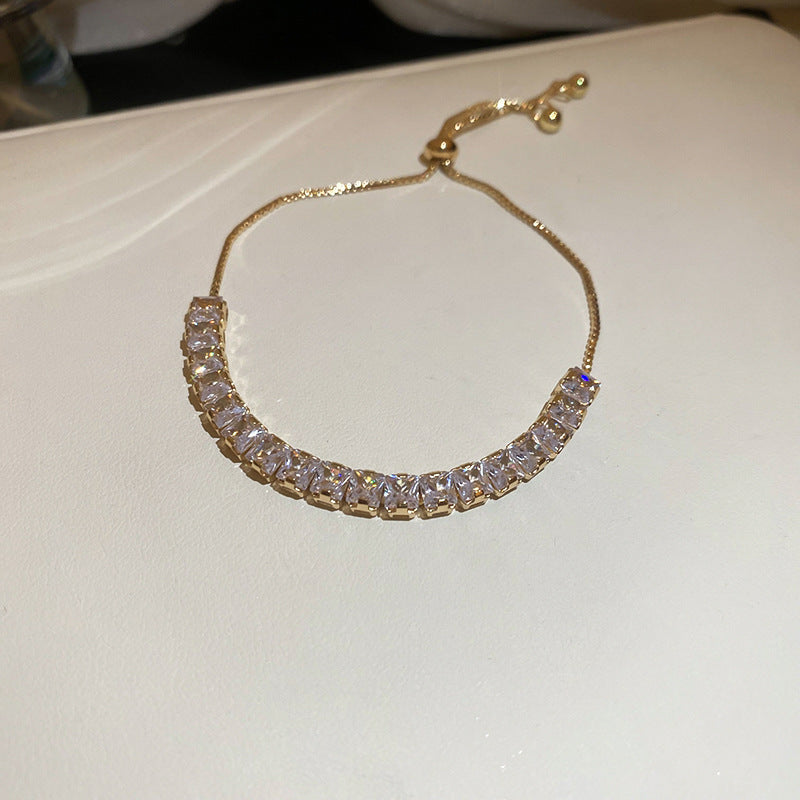 French Style Pink Zircon Flower Bracelet